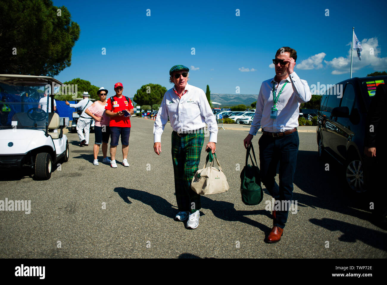 Frankreich. Marseille, 22. Juni, 2019. Am 22. Juni 2019, Stromkreis Automobil Paul Ricard, Le Castellet, Marseille, Frankreich; FIA Formel 1 Grand Prix von Frankreich, qualifizierende; Sir Jackie Stewart, Britische ehemalige Formel-1-Fahrer auf dem Paul Ricard-Rennkurs Credit eintrifft: Aktion Plus Sport Bilder/Alamy Live News Credit: Aktion Plus Sport Bilder/Alamy Live News Credit: Aktion Plus Sport Bilder/Alamy leben Nachrichten Stockfoto