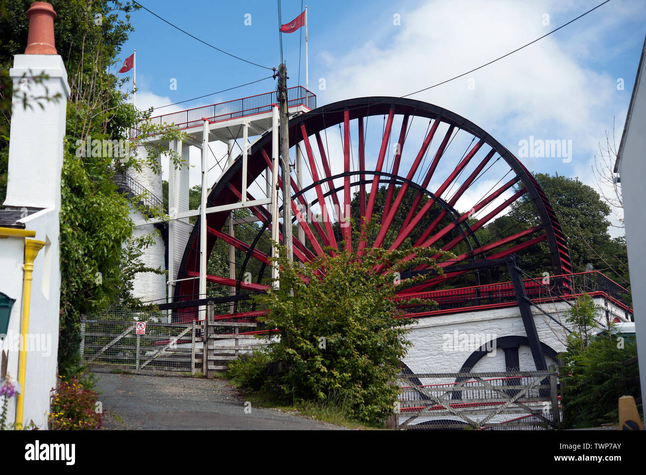 Die Laxey Wheel, Insel Man, den Britischen Inseln Stockfoto