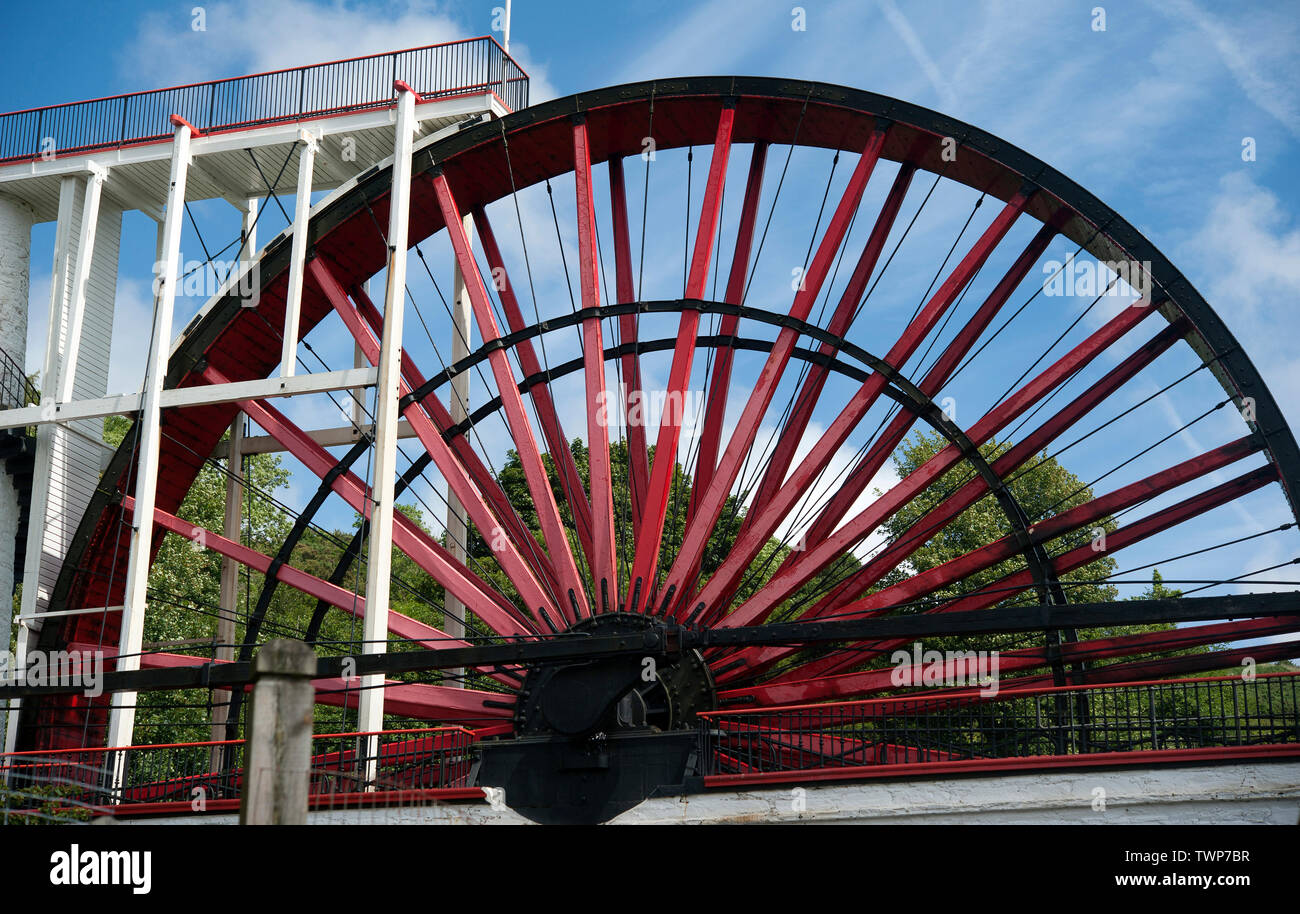 Die Laxey Wheel, Insel Man, den Britischen Inseln Stockfoto