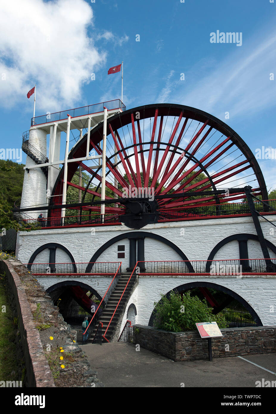 Die Laxey Wheel, Insel Man, den Britischen Inseln Stockfoto