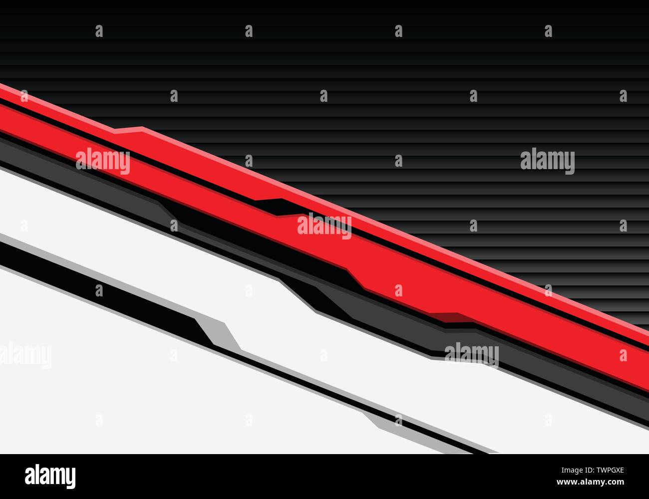 Abstrakte rote weiße Cyber futuristisch mit dunkelgrauem Shutter Muster Design moderne Technologie Hintergrund Vektor Illustration. Stock Vektor