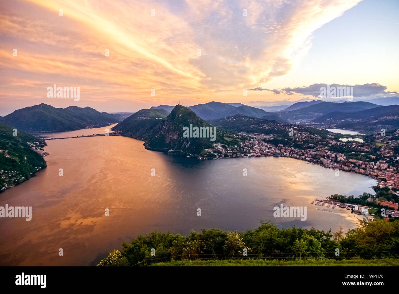 Lago di Lugano in der Schweiz Stockfoto