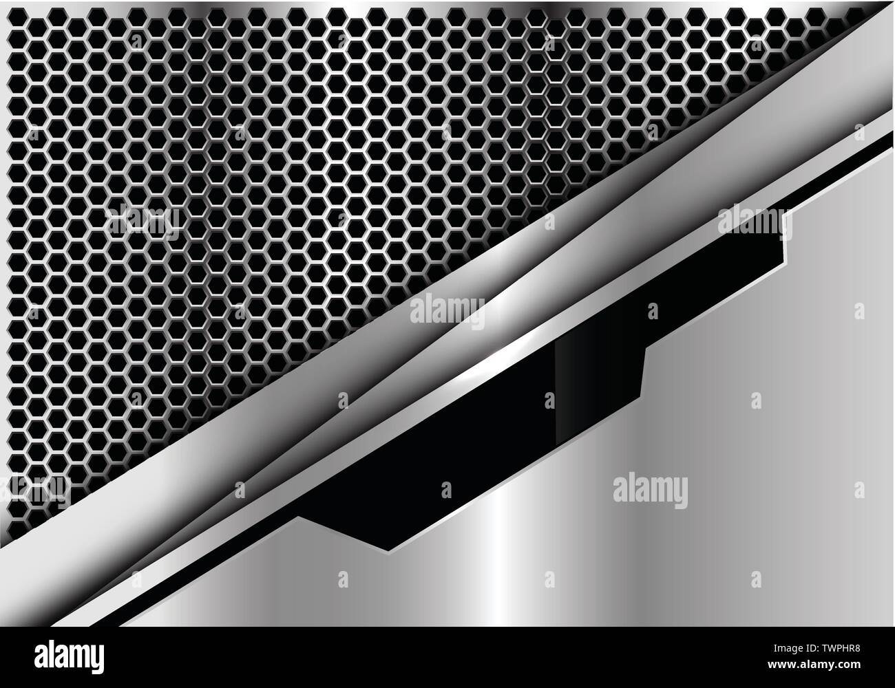 Abstrakte Silber schwarze Linie Platte auf Hexagon mesh Design moderne futuristischen Hintergrund Textur vektor Illustration. Stock Vektor
