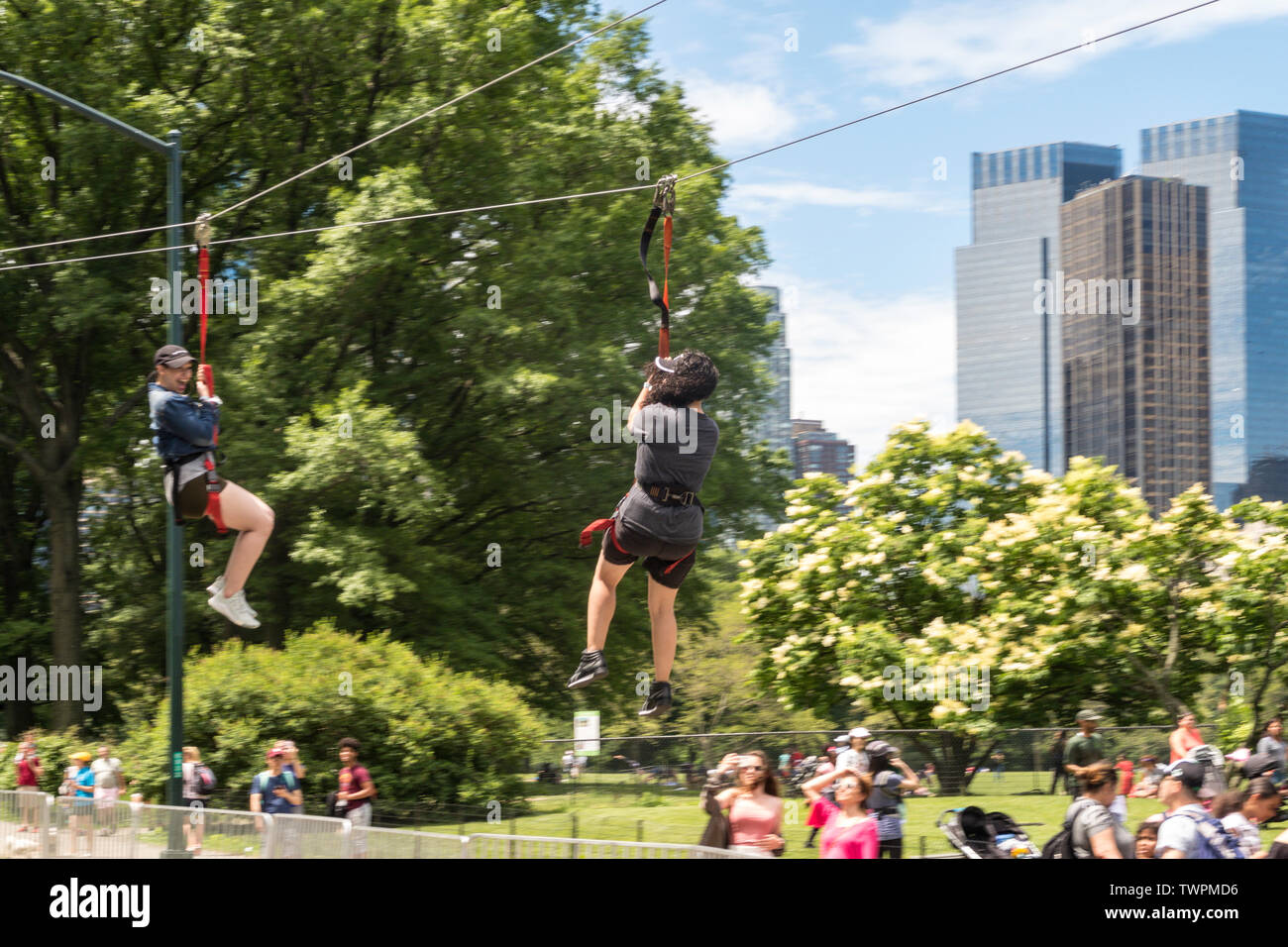 Mini Zipline, Central Park, New York City, USA Stockfoto