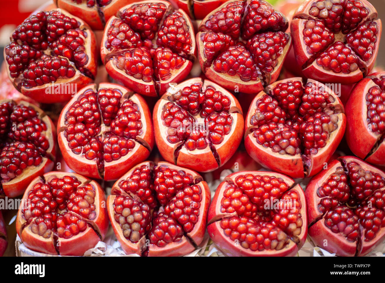 Red Ruby Obst mit hohem Vitamin im Regal. Anti aging Ernährung für die Gesundheit Stockfoto