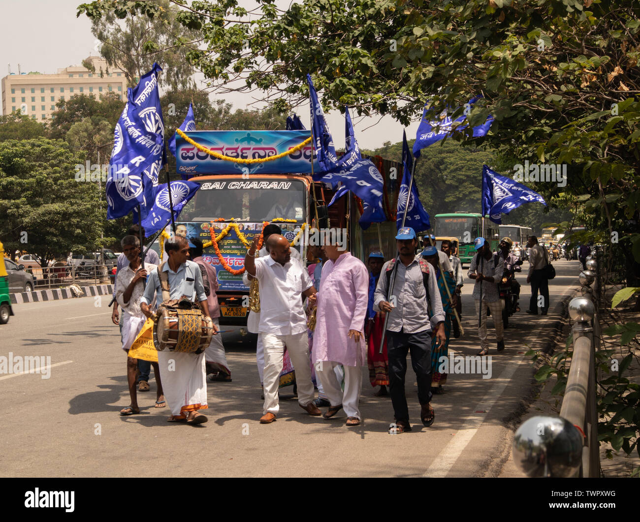 Bangalore, Karnataka India-June 04 2019: Prozession der Samata Sainik Dal in der Nähe von Freedom Park in Bangalore, Indien. Stockfoto