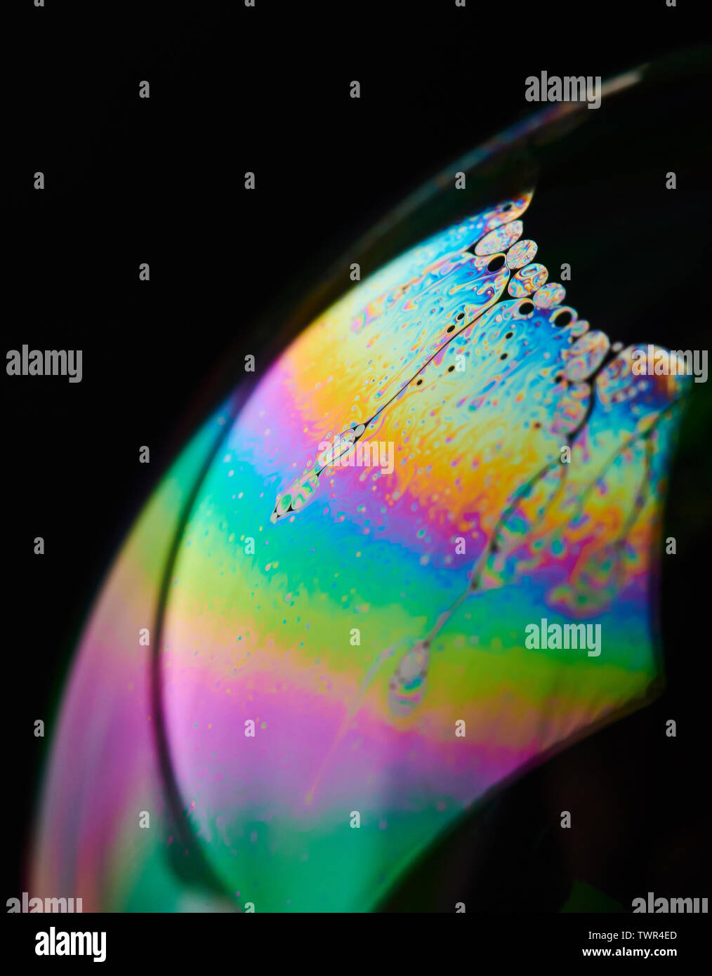 Abstarct bunte Flüssigkeit Sphäre Hintergrund Makro Nahaufnahme Stockfoto