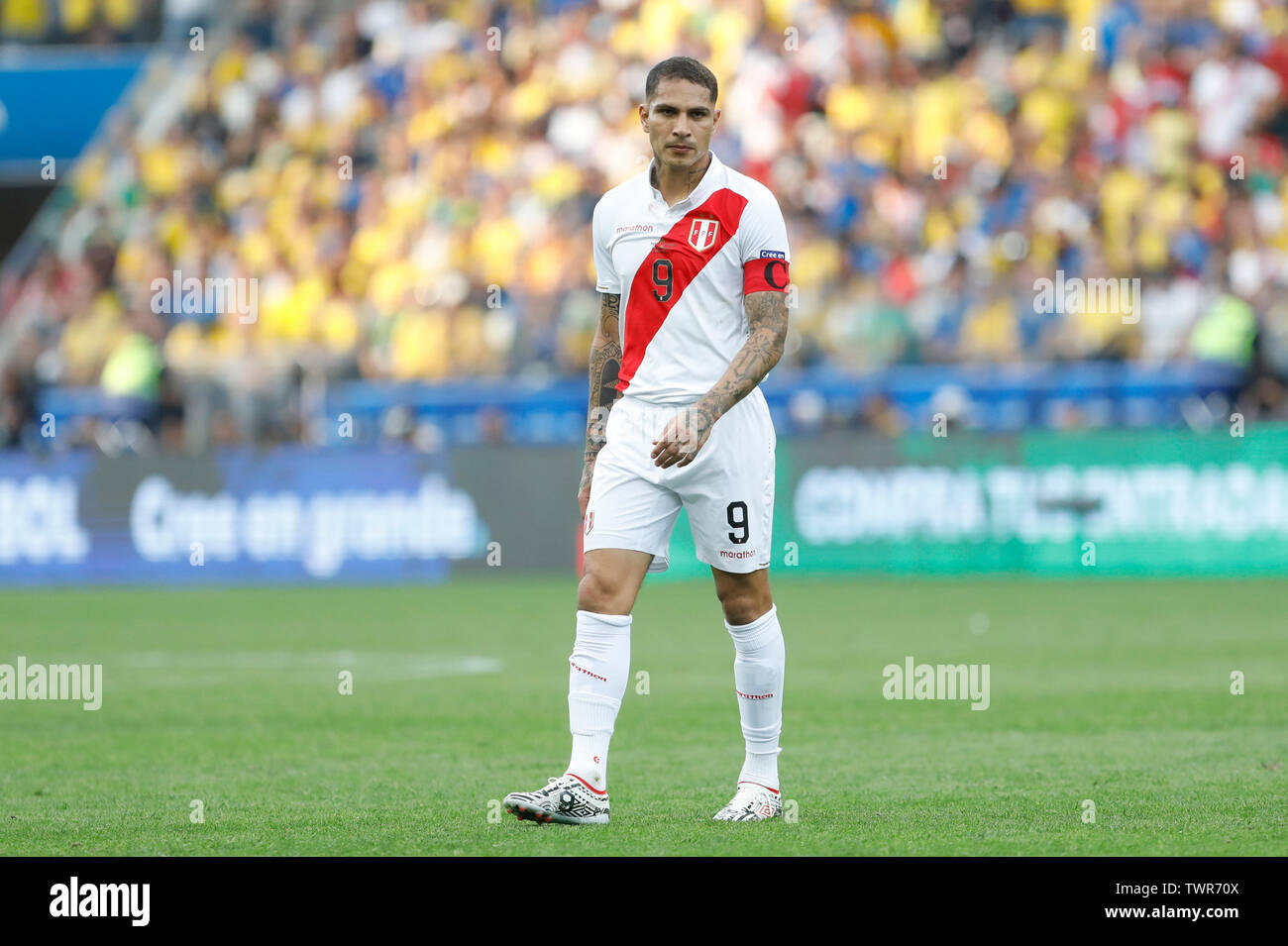 SÃO PAULO, SP - 22.06.2019: PERU VS. Brasilien - Guerrero bei einem Match zwischen Peru und Brasilien, gültig für die Gruppenphase der Copa America 2019, das am Samstag (22.) an die Korinther Arena in São Paulo, SP. (Foto: Ricardo Moreira/Fotoarena) Stockfoto