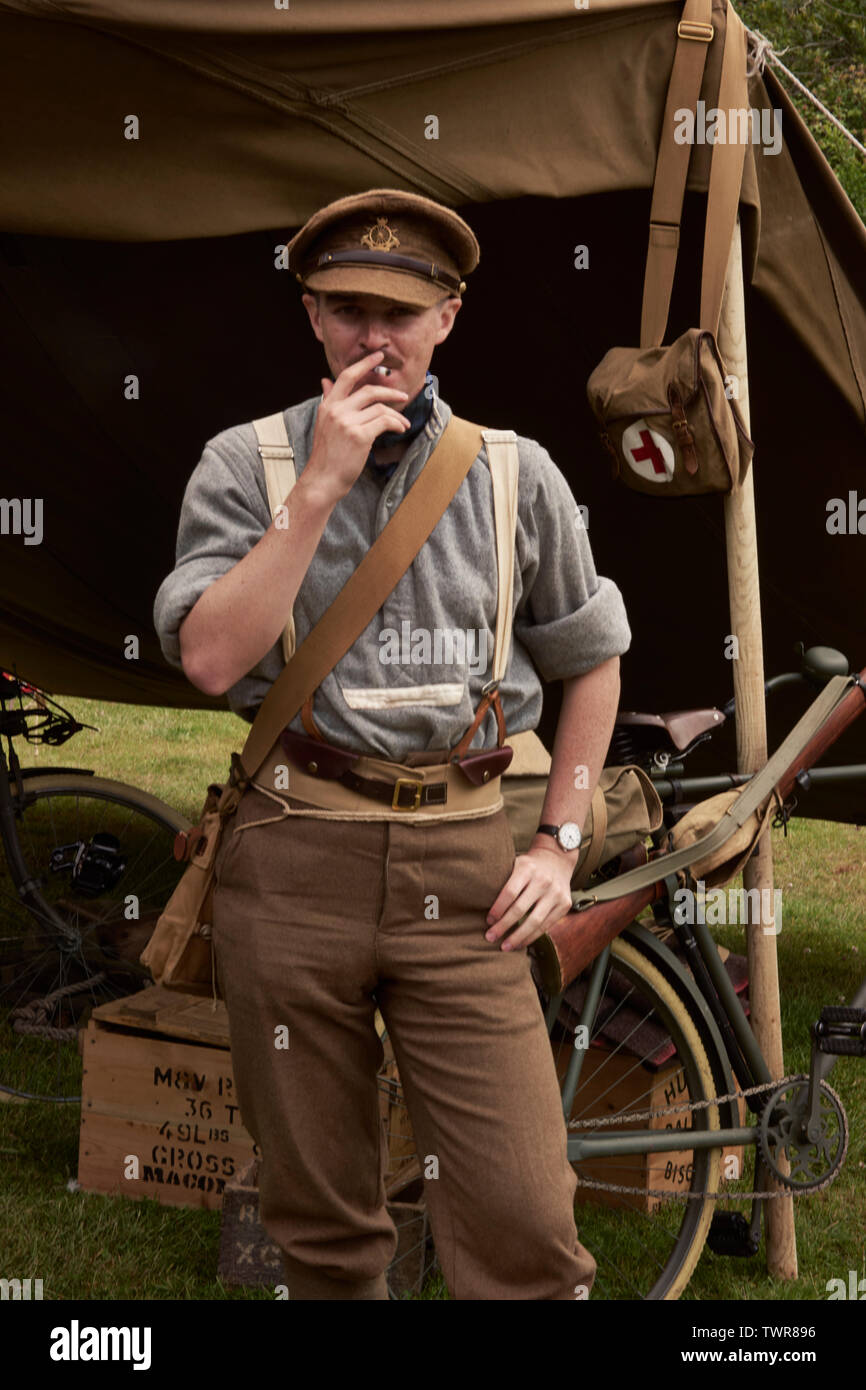 Offizier im WW1 Re-enactment einheitliche Stockfoto