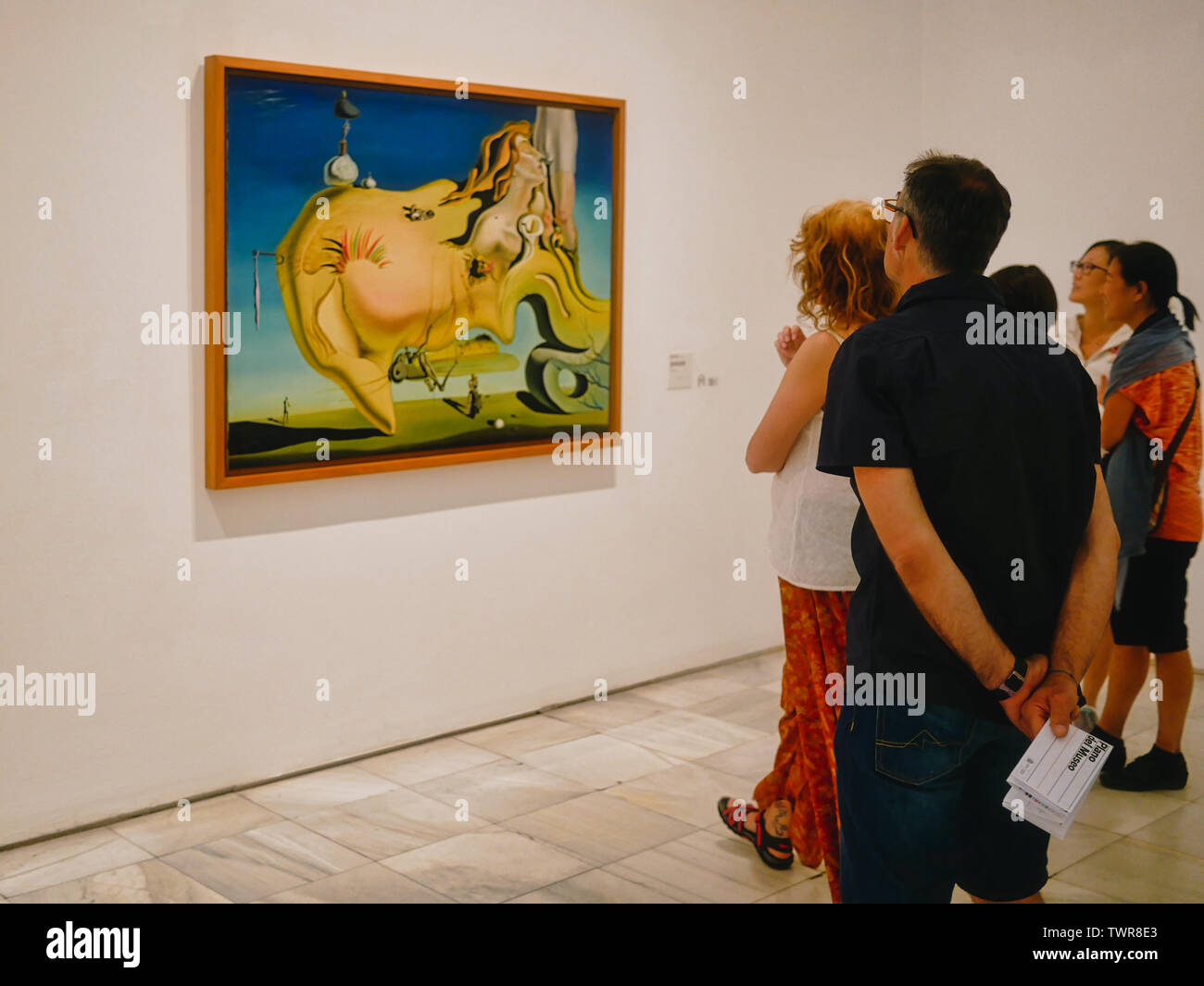 Madrid, Spanien - Mai 2018: Besucher bewundern die große Masturbator Gemälde von Salvador Dalí Stockfoto