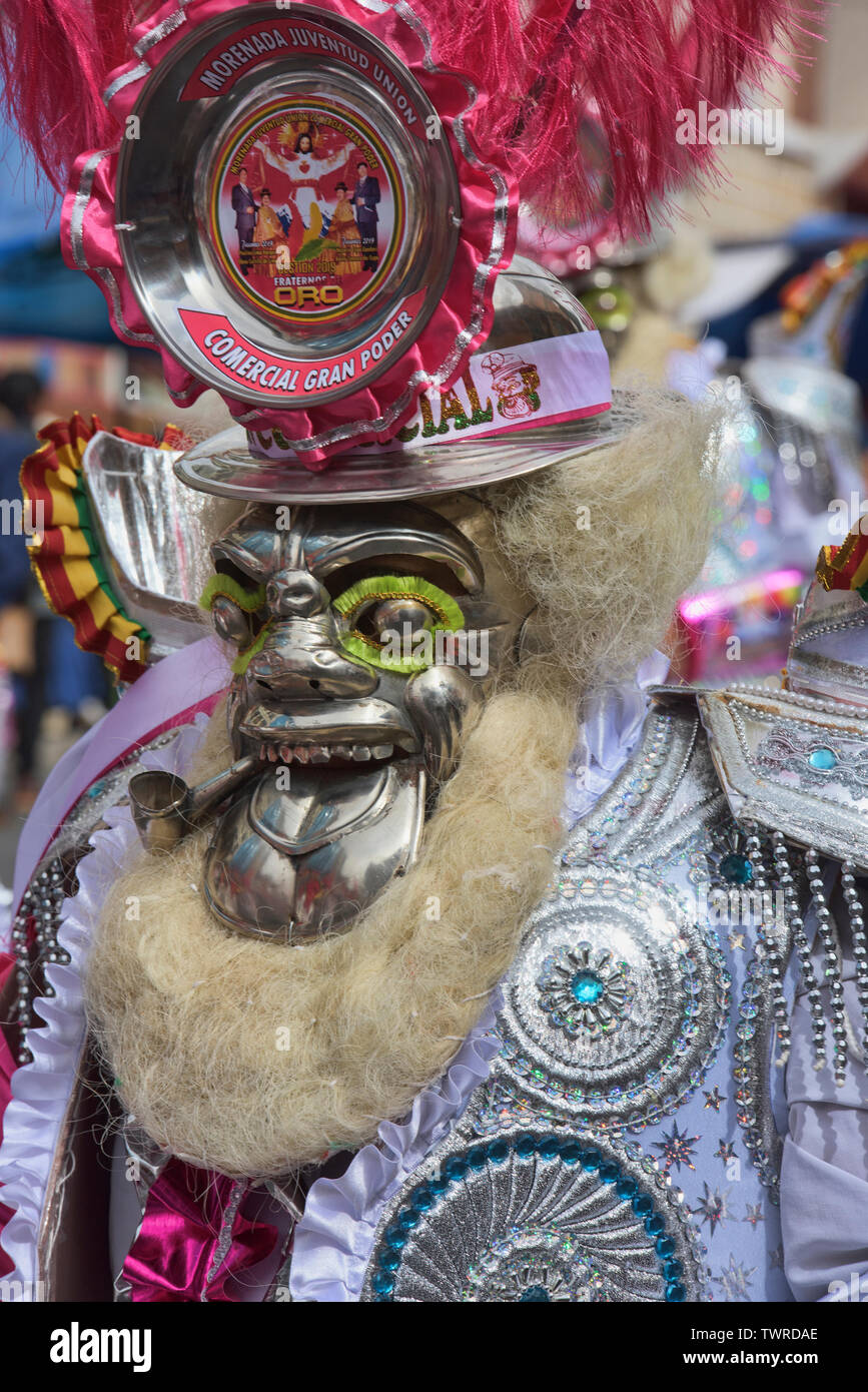 Maskierte Tänzer im Gran Poder Festival, La Paz, Bolivien Stockfoto