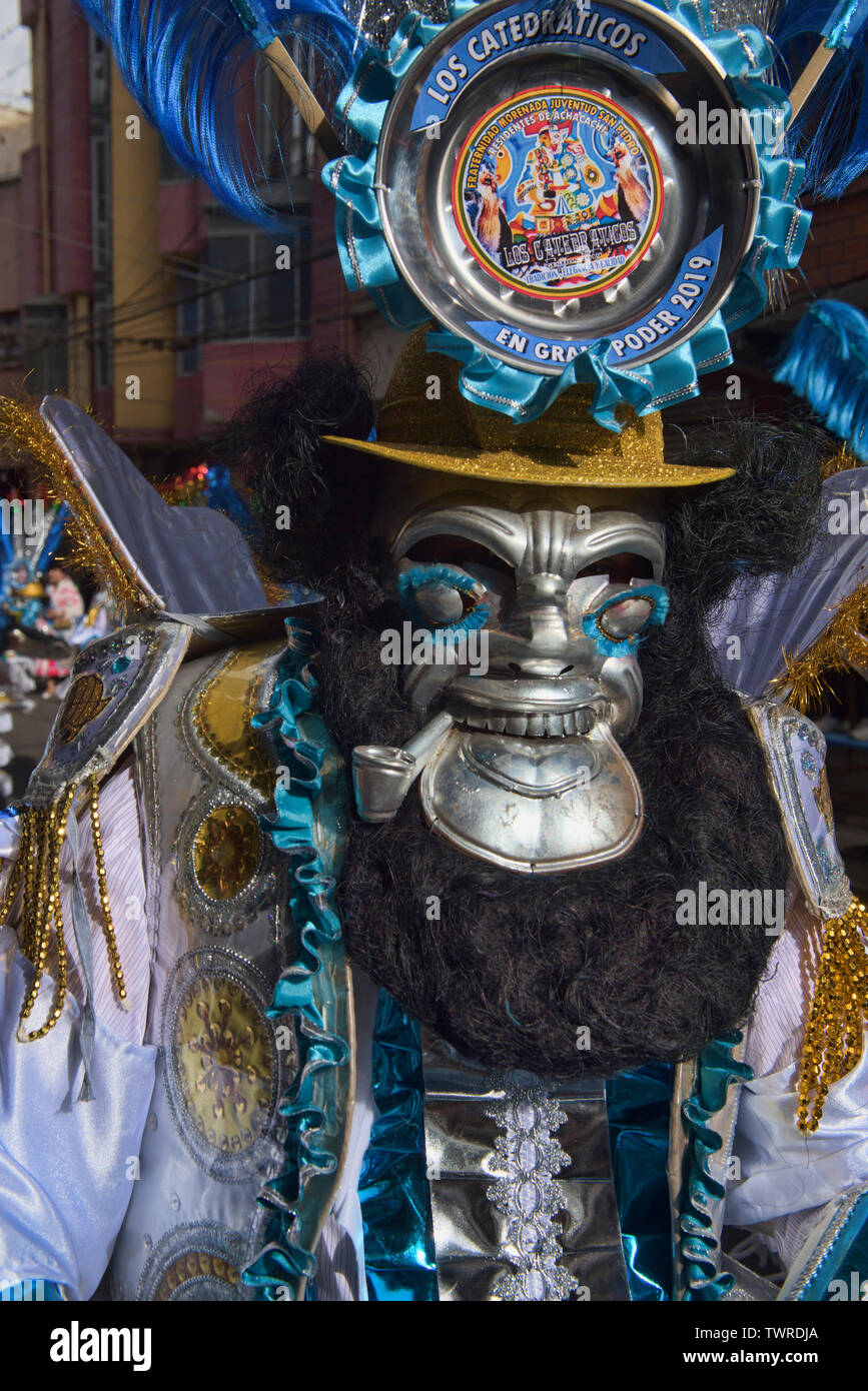 Maskierte Tänzer im Gran Poder Festival, La Paz, Bolivien Stockfoto