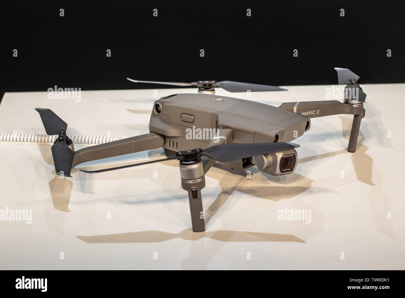 Berlin, Deutschland, 29. August 2018 DJI Drohnen Mavic2 Pro Hasselblad lens, Unmanned Aerial Vehicle, UAV, DJI Ausstellung, globale Innovationen zeigen IFA 2018 Stockfoto