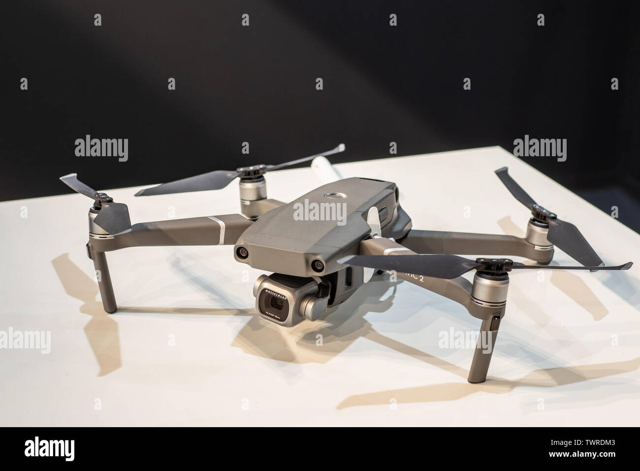 Berlin, Deutschland, 29. August 2018 DJI Drohnen Mavic2 Pro Hasselblad lens, Unmanned Aerial Vehicle, UAV, DJI Ausstellung, globale Innovationen zeigen IFA 2018 Stockfoto
