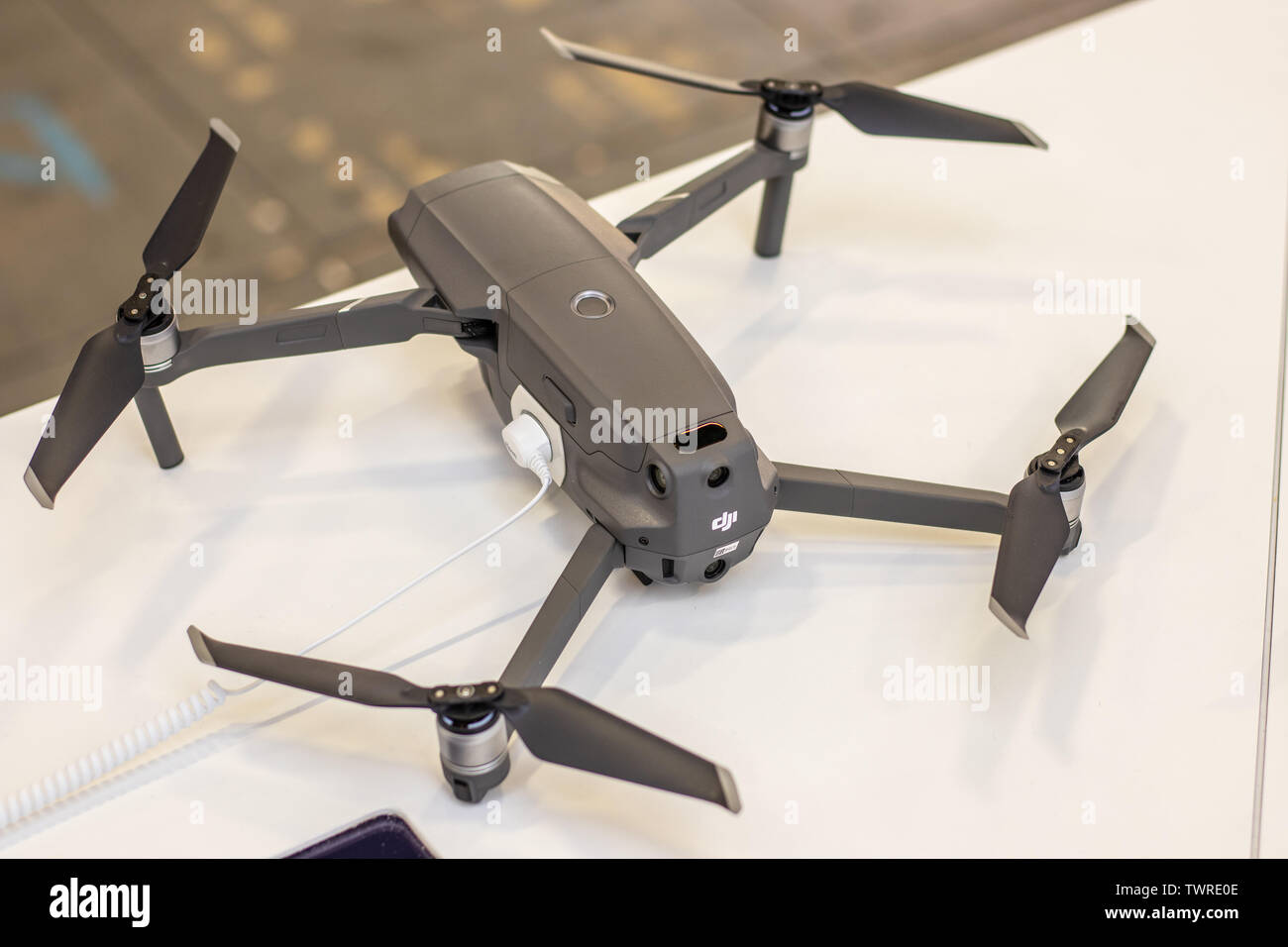 Berlin, August 2018, DJI Drohnen Mavic 2 Zoom, Unmanned Aerial Vehicles - UAV, DJI-Messestand, globale Innovationen zeigen IFA 2018, Stockfoto