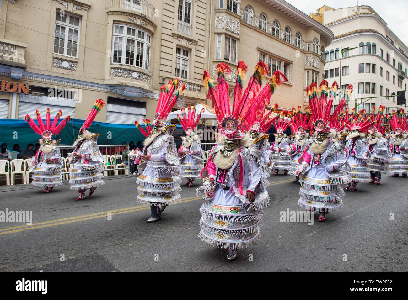 Maskierte Tänzer im Gran Poder Festival, La Paz, Bolivien Stockfoto