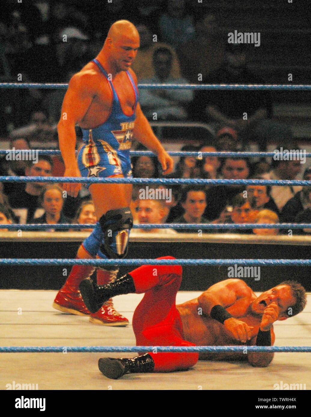Kurt Angle und Chris Benoit 2003 Madison Square Garden Foto von John Barrett/PHOTOlink/MediaPunch Stockfoto