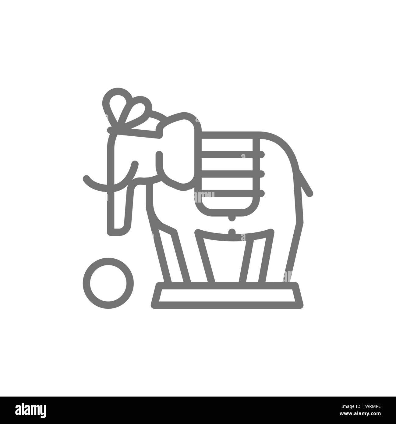 Elefant, ein Zirkustier zeigen Symbol Leitung. Stock Vektor