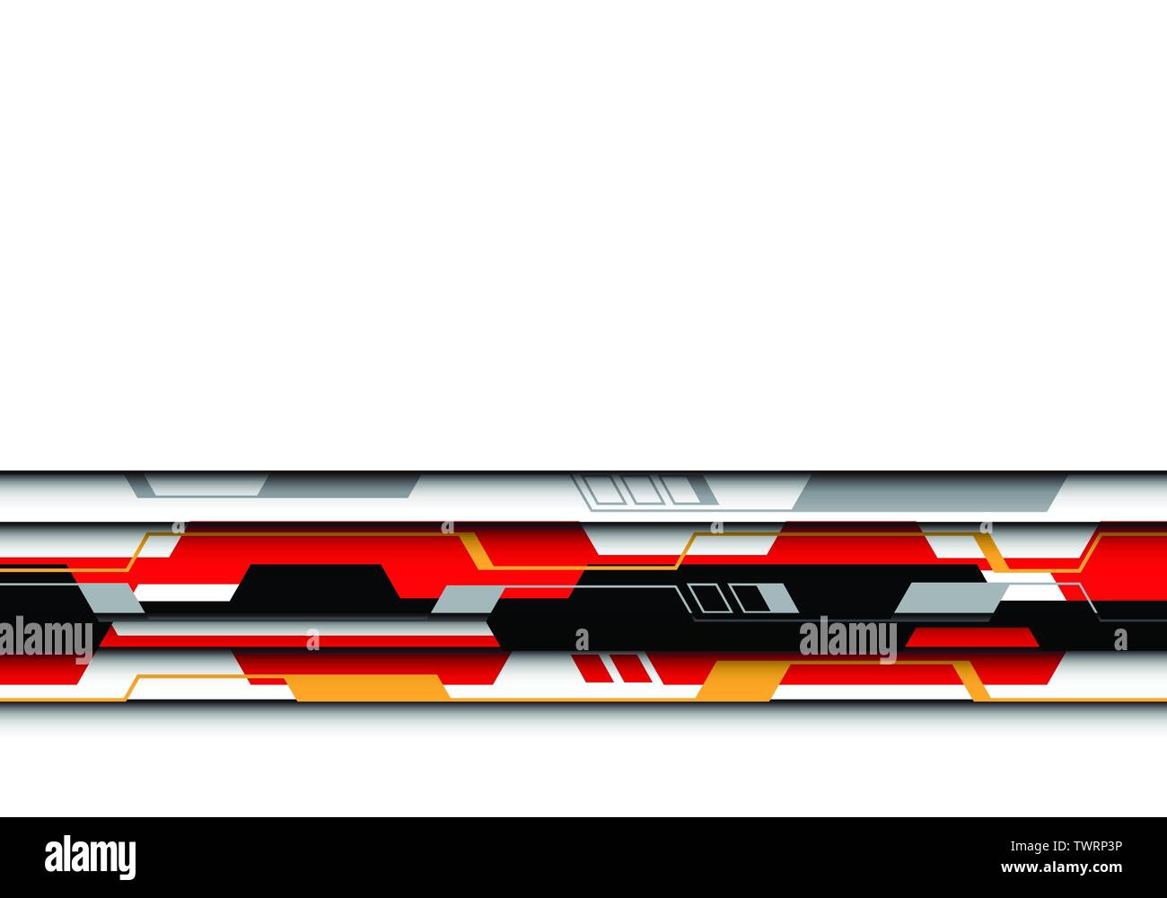 Abstrakt rot schwarz gelbe Linie Polygon futuristische Technologie auf weißem Design moderne Hintergrund Vector Illustration. Stock Vektor