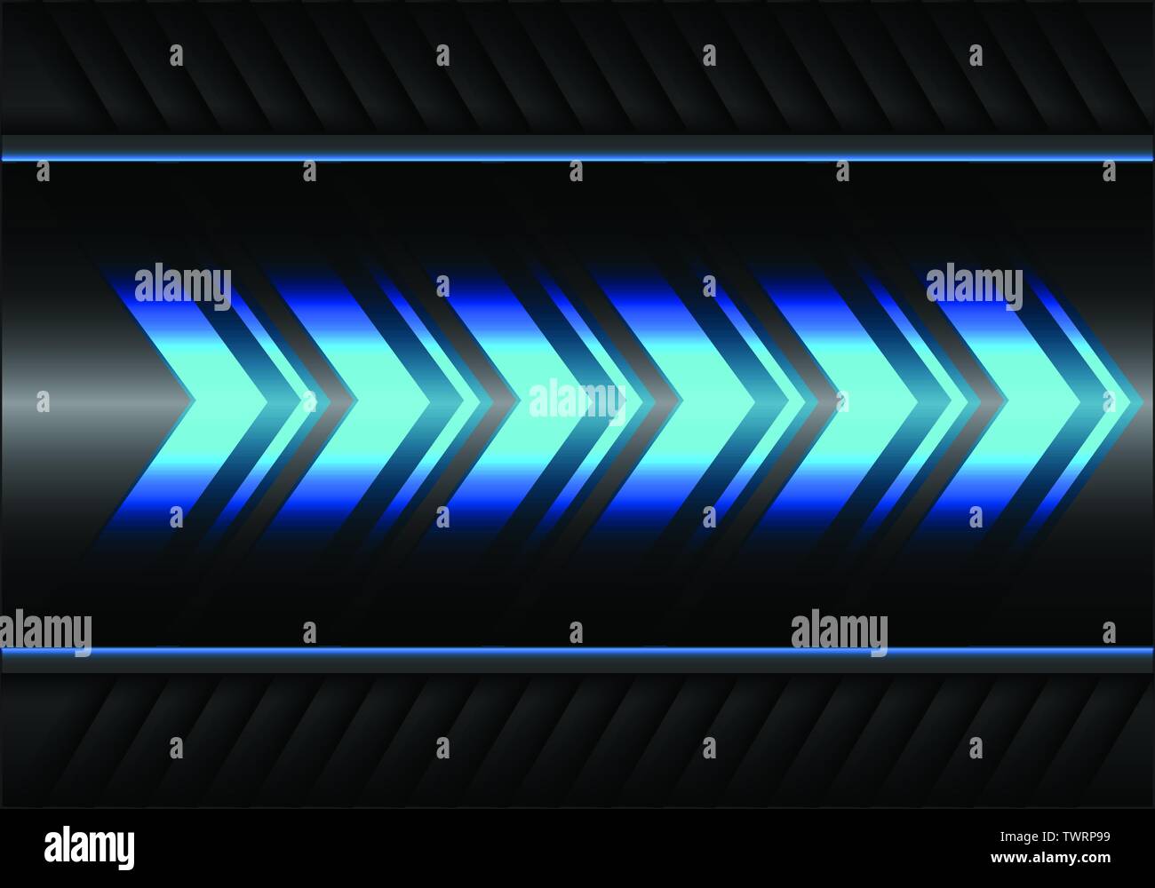 Abstrakt Blau Pfeil light Power Speed auf grau Metall Design moderne futuristischen Hintergrund Vector Illustration. Stock Vektor