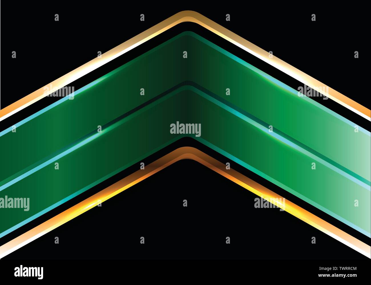 Abstrakte doppelt grün gold line Pfeil auf schwarzem Design moderner Luxus futuristischen Hintergrund Vector Illustration. Stock Vektor