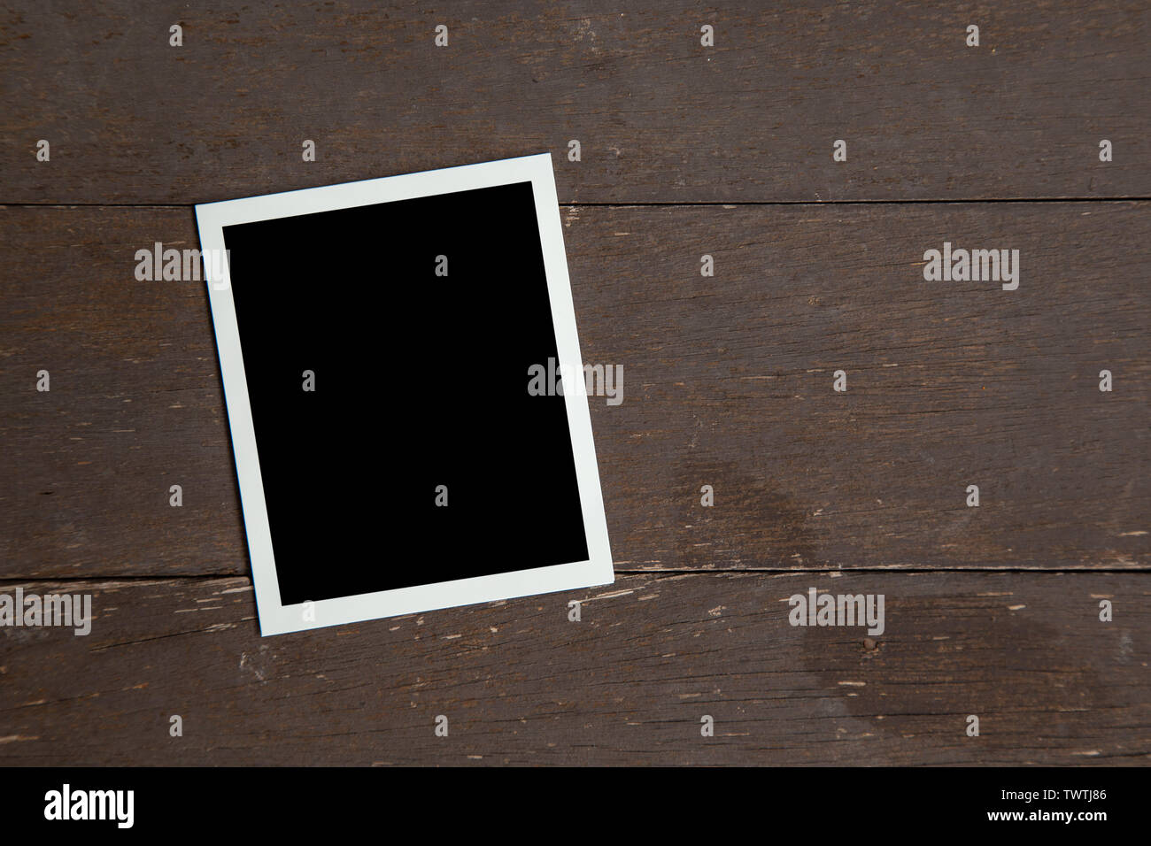 Bilderrahmen aus Holz Tisch Hintergrund. Vintage Konzept. Stockfoto
