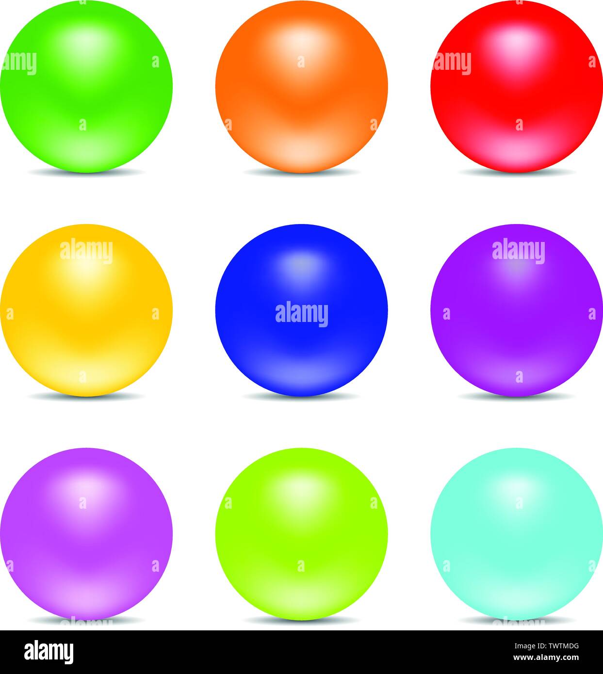 Set aus bunten Realistische Sphären isoliert auf weißem Hintergrund. Glänzend glänzende Kugeln. Vector Illustration für Ihr Design. Stock Vektor