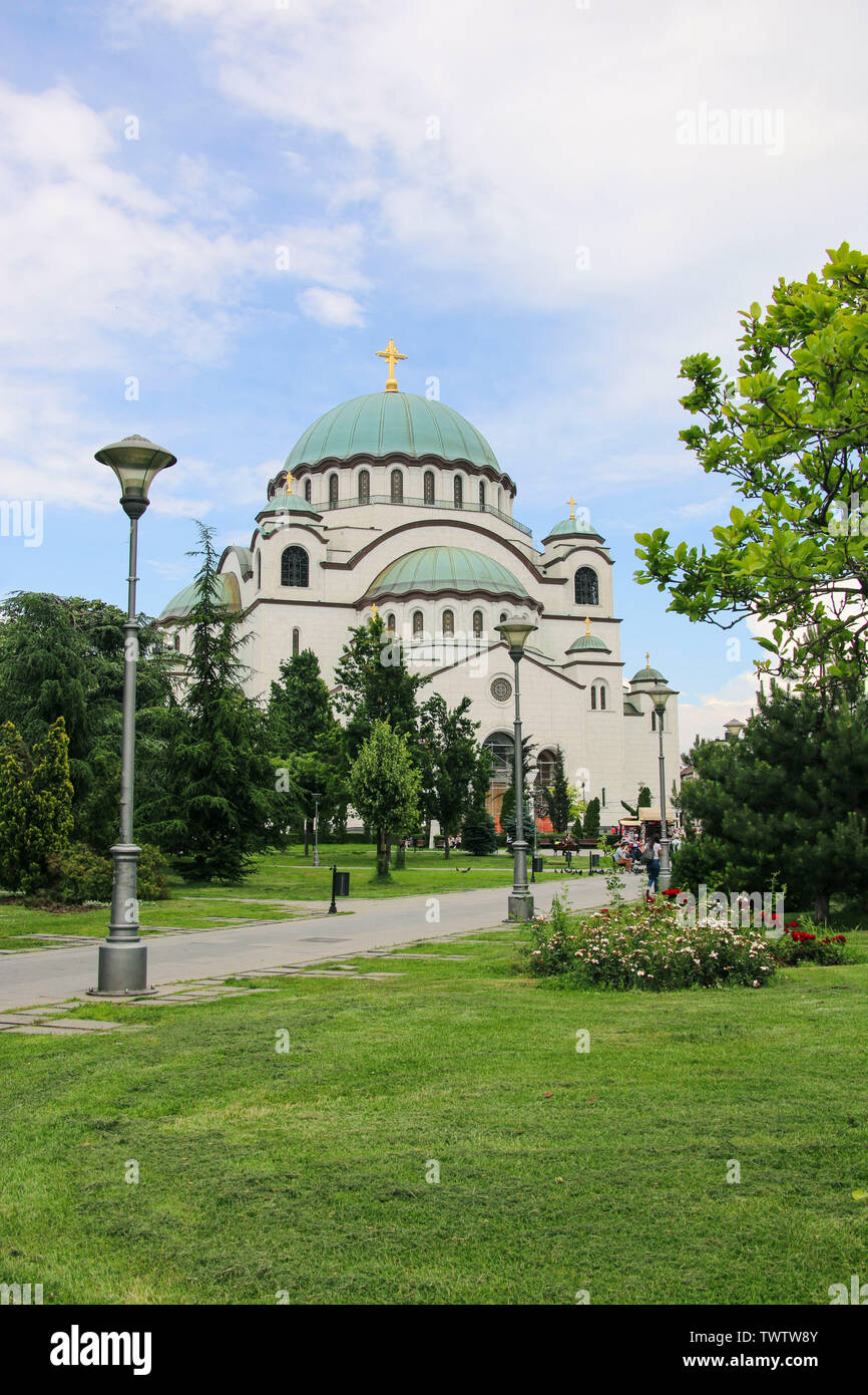 Die Kathedrale des Heiligen Sava in Belgrad, Serbien. Die größte Orthodoxe Gotteshaus auf dem Balkan und eine der größten orthodoxen Kirchen Stockfoto