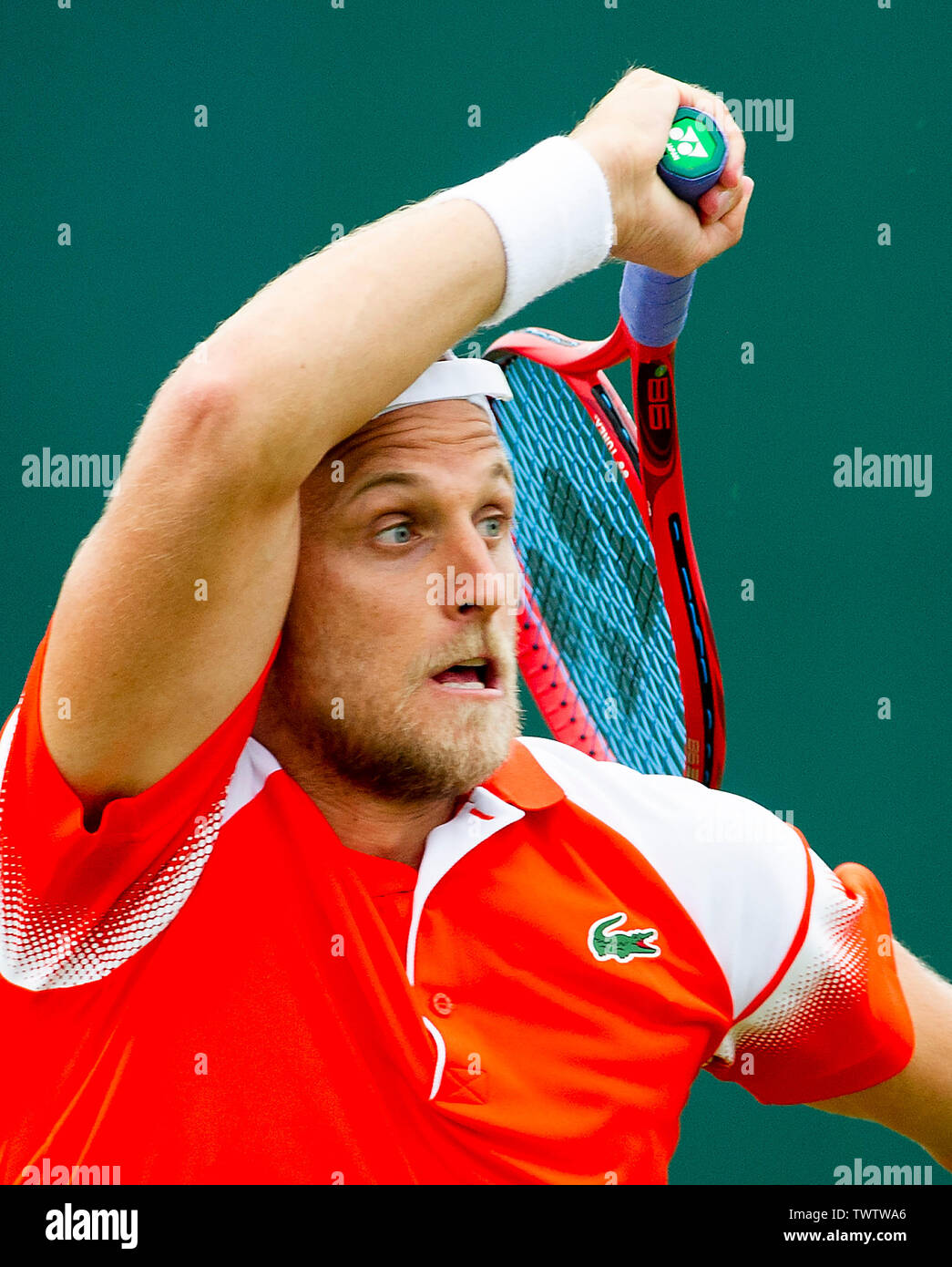 Eastbourne, Großbritannien. 23. Juni 2019. Denis Kudla der USA in Aktion gegen James Ward von Großbritannien während ihres Gleichen an die Natur Tal internationalen Tennisturnier in Devonshire Park in Eastbourne statt. Foto: Simon Dack/TPI/Alamy leben Nachrichten Stockfoto