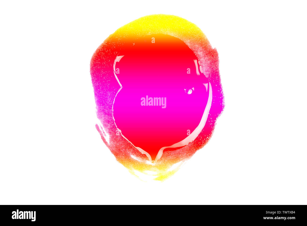 Rotweinfleck auf weißem Hintergrund. Realistische Wein Textur aquarell Grunge Brush. Dunkle rote Markierung, Aquarell Zeichnung Stockfoto