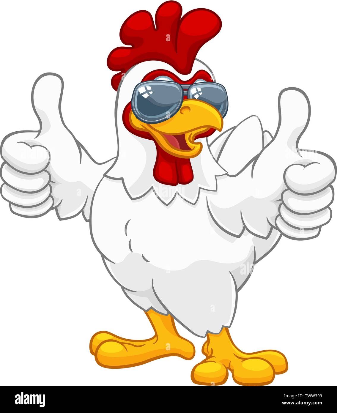 Huhn Hahn Hahn Vogel Sonnenbrille Cartoon Stock Vektor