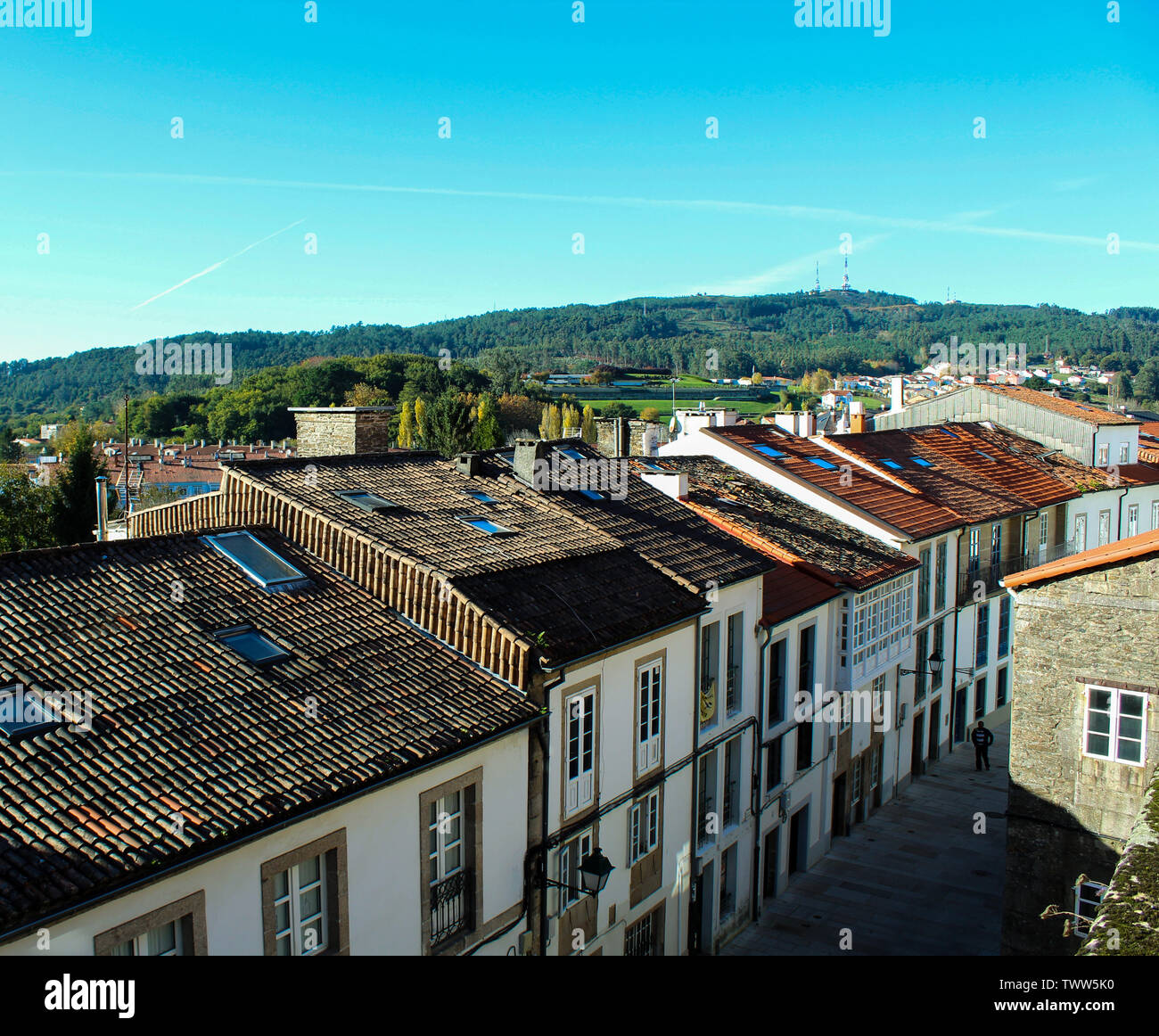 Die Häuser von Santiago de Compostela, einer schönen Stadt im Norden spaniens Stockfoto