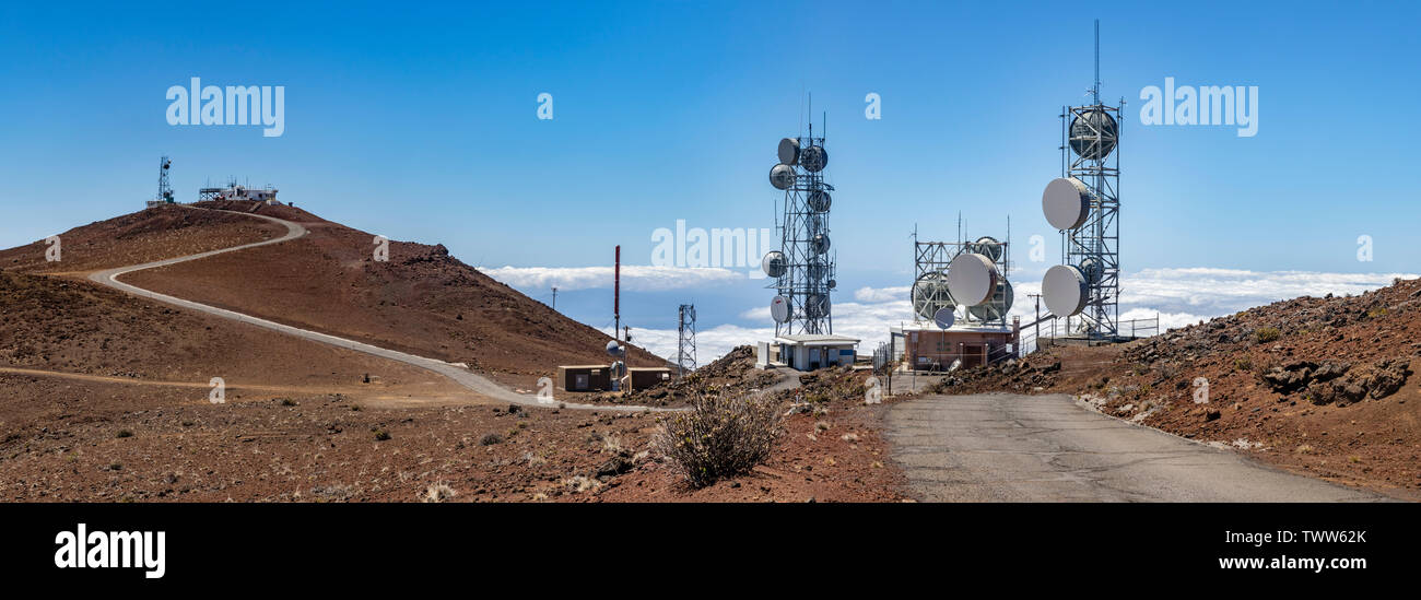 Höhe Getriebe Turm für Haleakala Observatorium auf dem Gipfel des Haleakala Vulkan, Maui, Hawaii, USA verwendet Stockfoto
