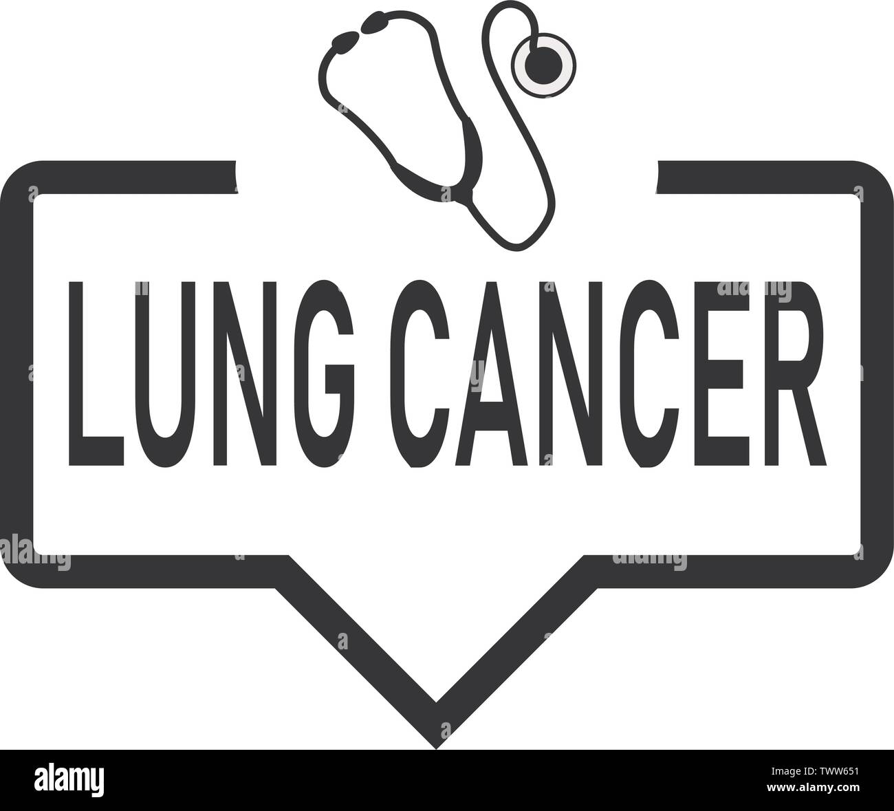 Lungenkrebs Zeichen, Emblem, Etiketten, Abzeichen, Aufkleber. stop Krebs Papier Sprechblase. Elan-Vektor Stock Vektor