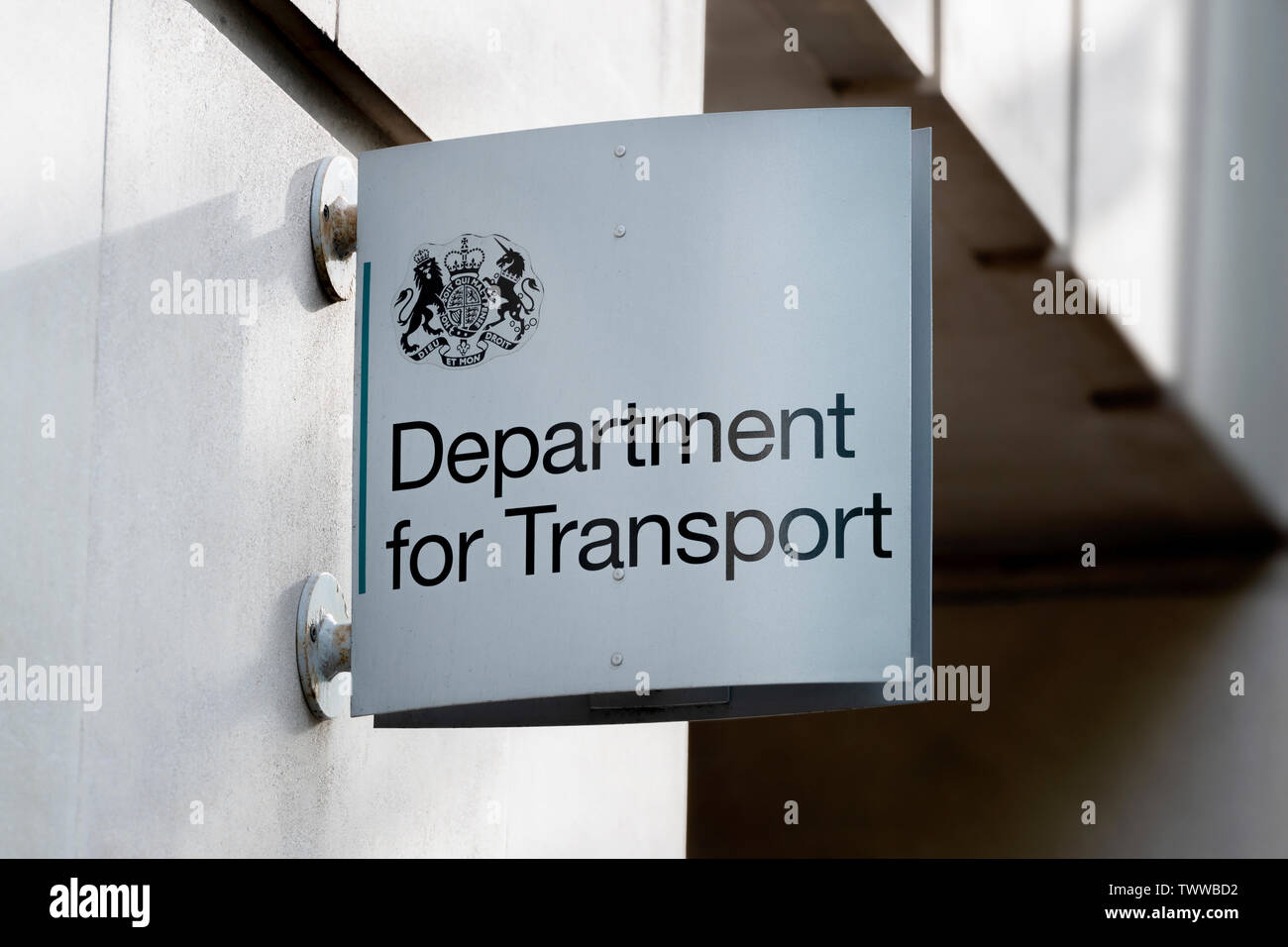 Schilder für die Abteilung, die für das Ministerium für Verkehr Gebäude auf Horseferry Road in London, Großbritannien. Stockfoto