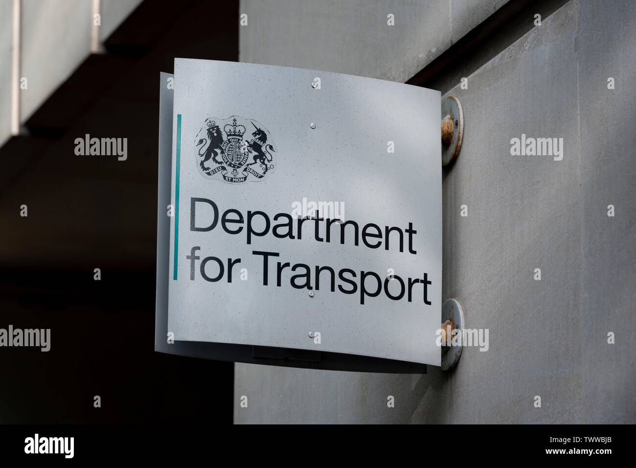 Schilder für die Abteilung, die für das Ministerium für Verkehr Gebäude auf Horseferry Road in London, Großbritannien. Stockfoto