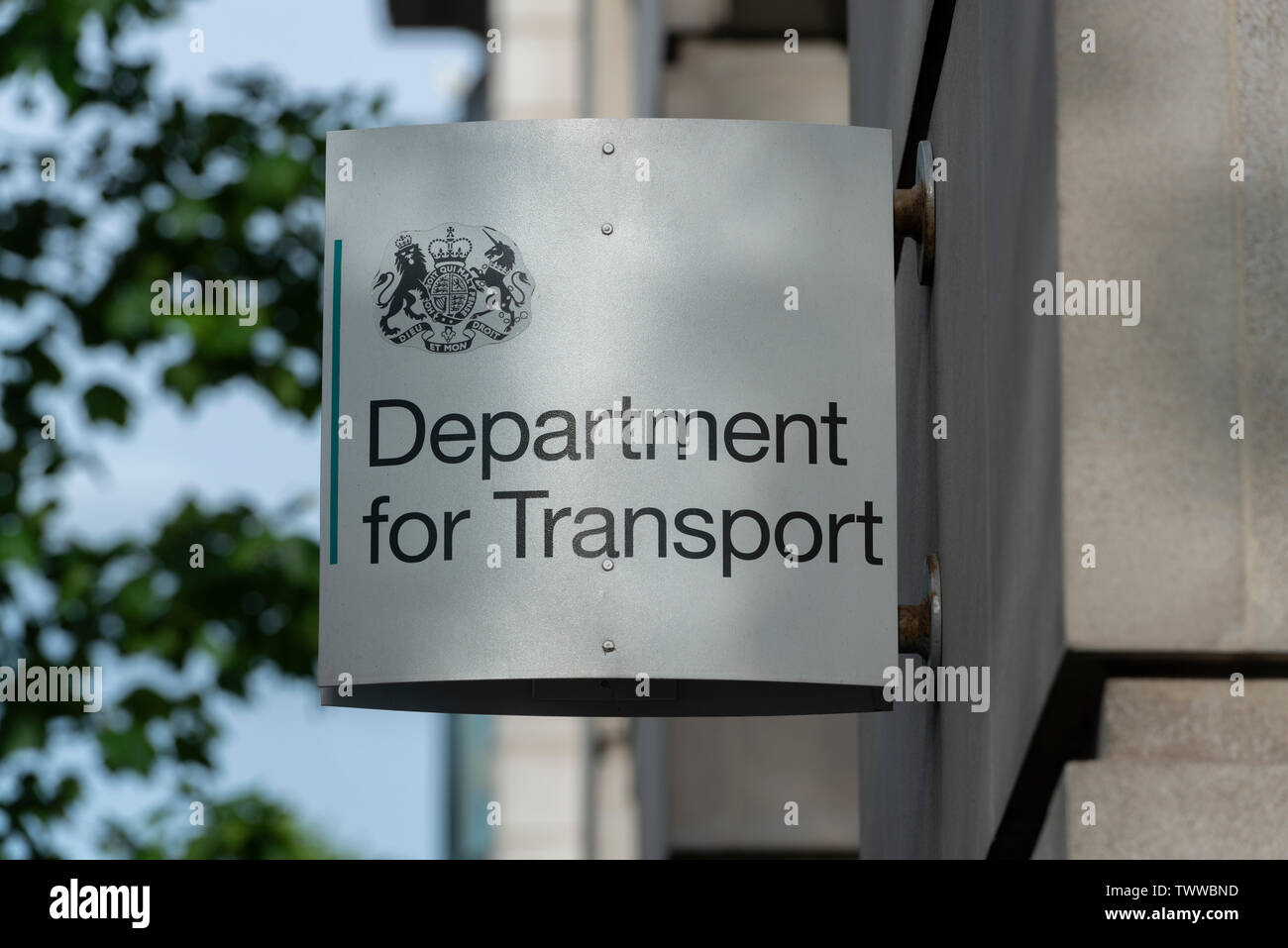 Schilder für die Abteilung, die für das Ministerium für Verkehr Gebäude auf Horseferry Road in London, Großbritannien. Stockfoto