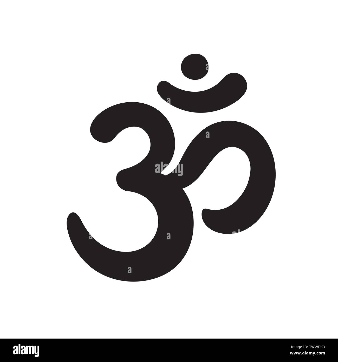 Aum Zeichen, heilige religiöse Symbol im Hinduismus, Hand mit soft Rundbürste gezogen. Sanskrit Mantras Om. Stock Vektor
