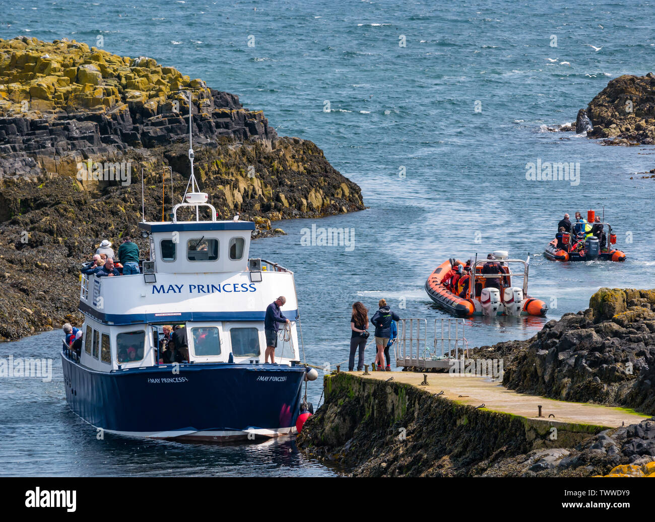 Insel, Nordsee, UK. 23. Juni 2019. Besucher der Tour Boot, Prinzessin, wie das Meer beginnt mit einem starken Wind zu schwellen Stockfoto