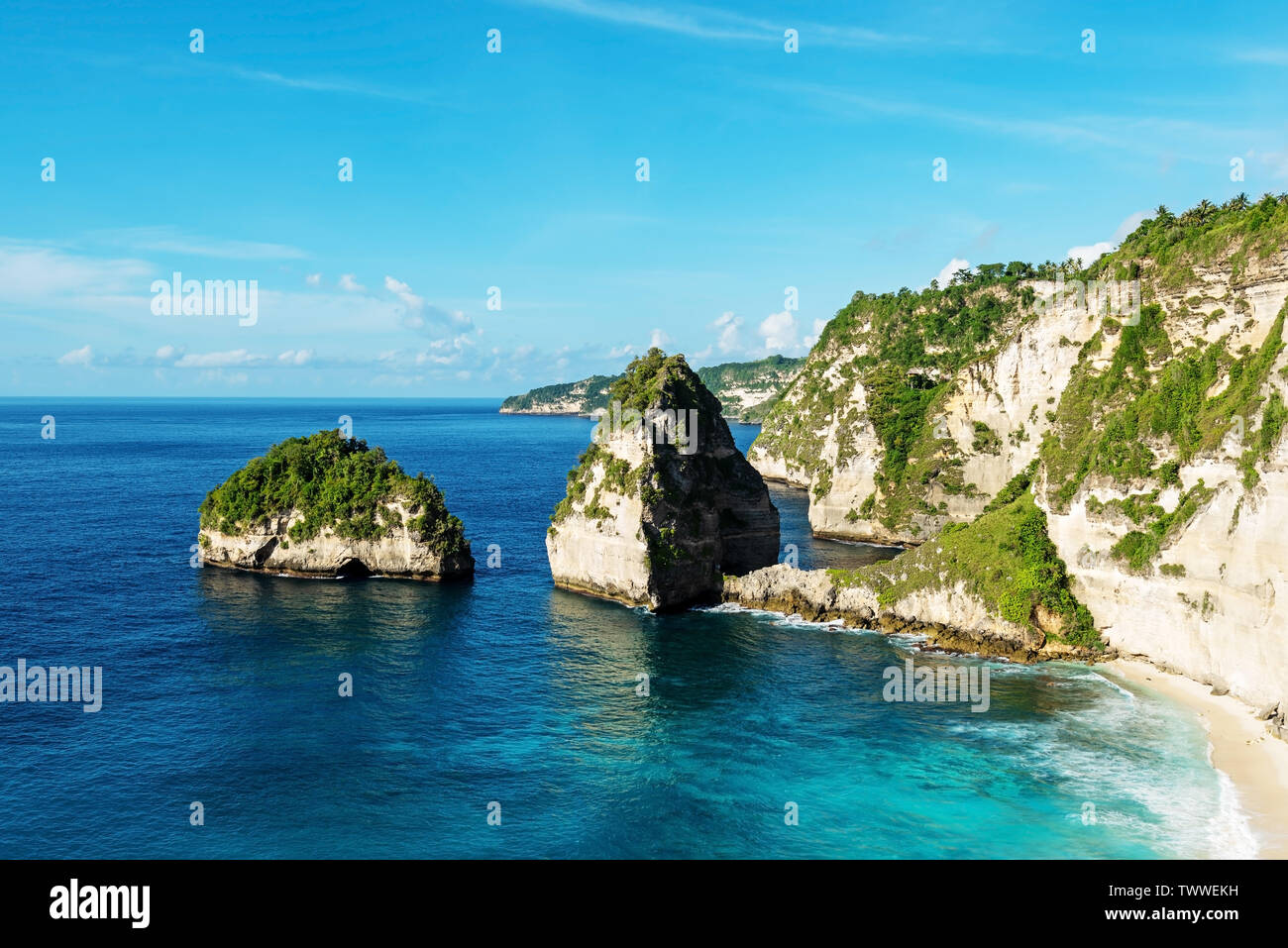 Malerische Aussicht auf Diamond Beach in Nusa Penida Bali, Indonesien. Stockfoto