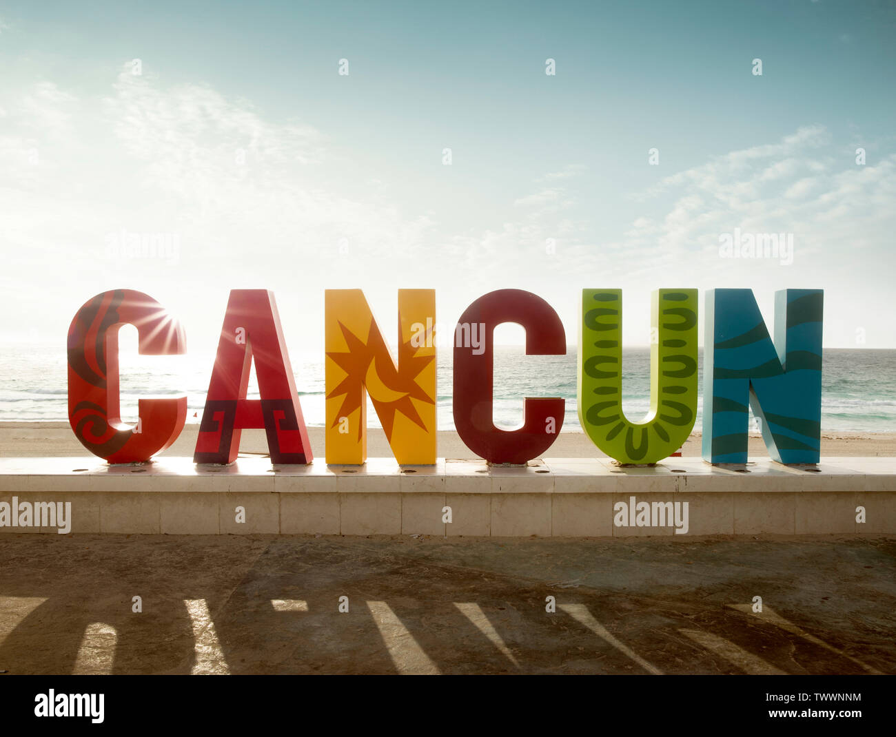 Bunte Zeichen in Cancun, Quintana Roo, Mexiko Stockfoto