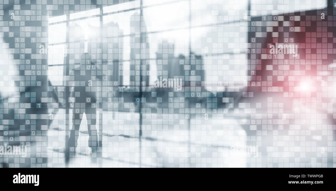 Binären Code Geschäft Hintergrund. Matrix Abstrakte futuristischen Tapete. Stockfoto