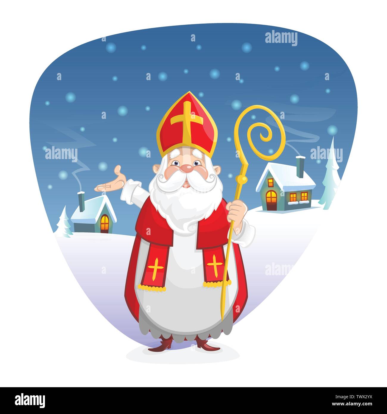 Der heilige Nikolaus vor Winter Hintergrund Illustration Stock Vektor