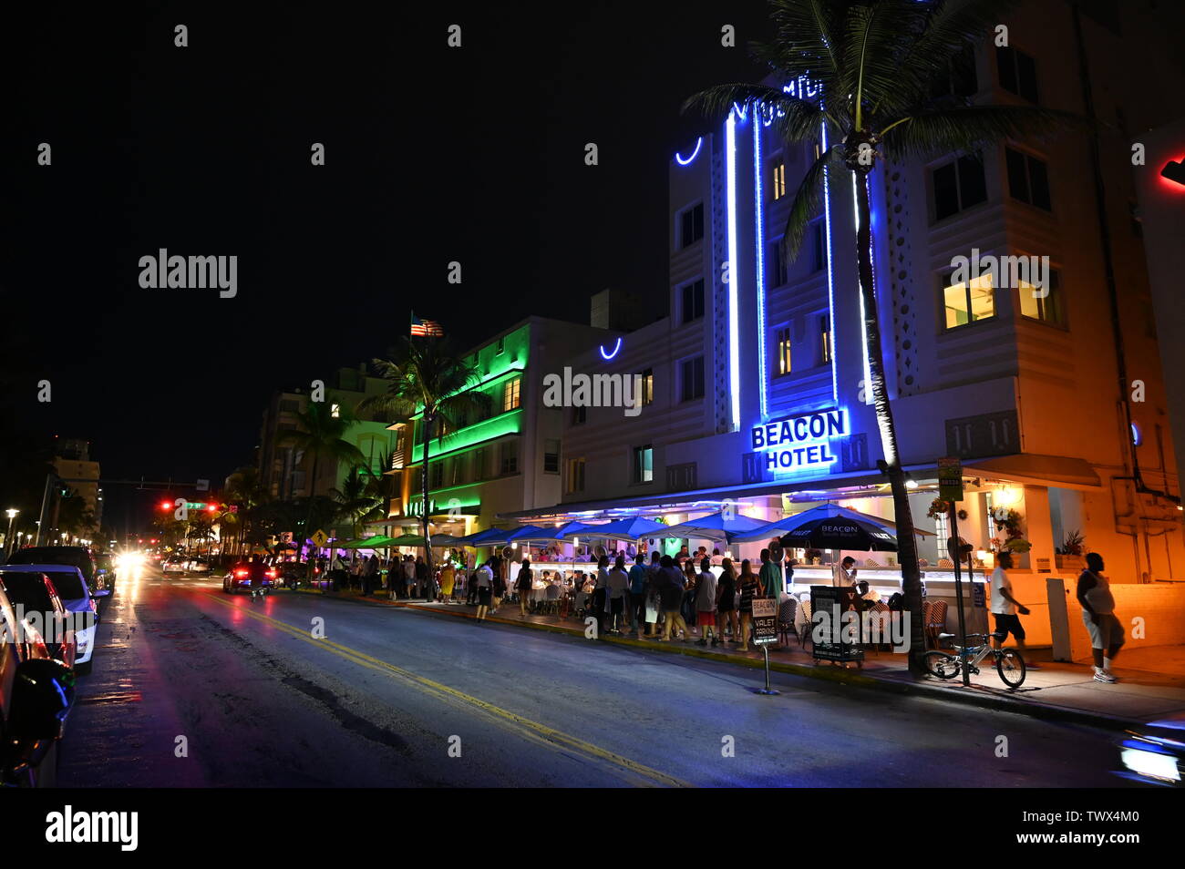 Ocean Drive Avenue Miami Stockfoto