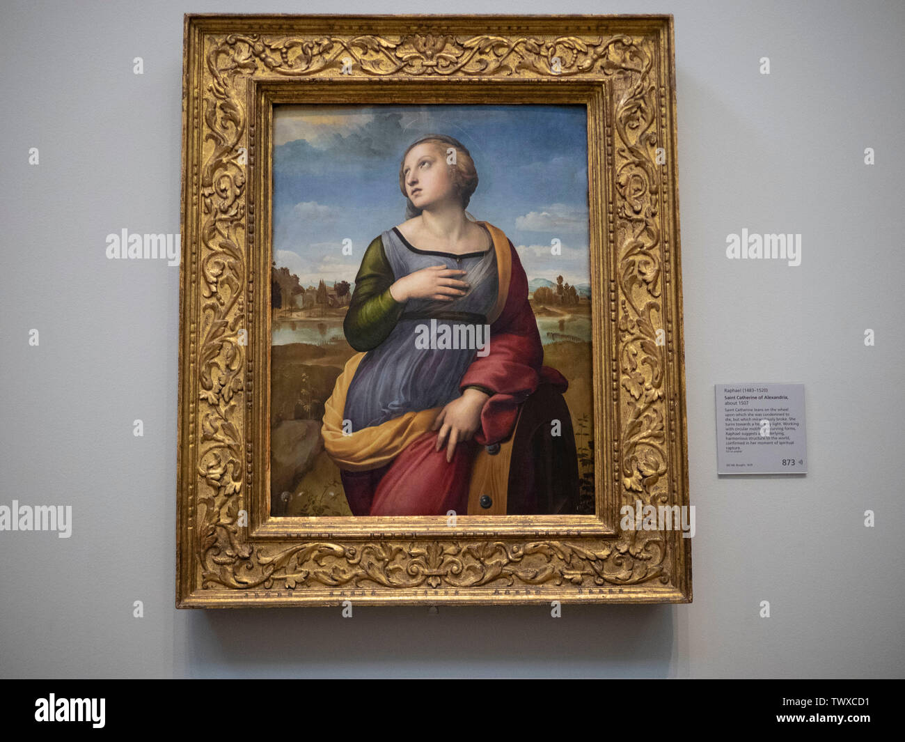 London, 12. Mai 2019: Die National Gallery am Trafalgar Square: Raphael Sanit Katharina von Alexandria Stockfoto