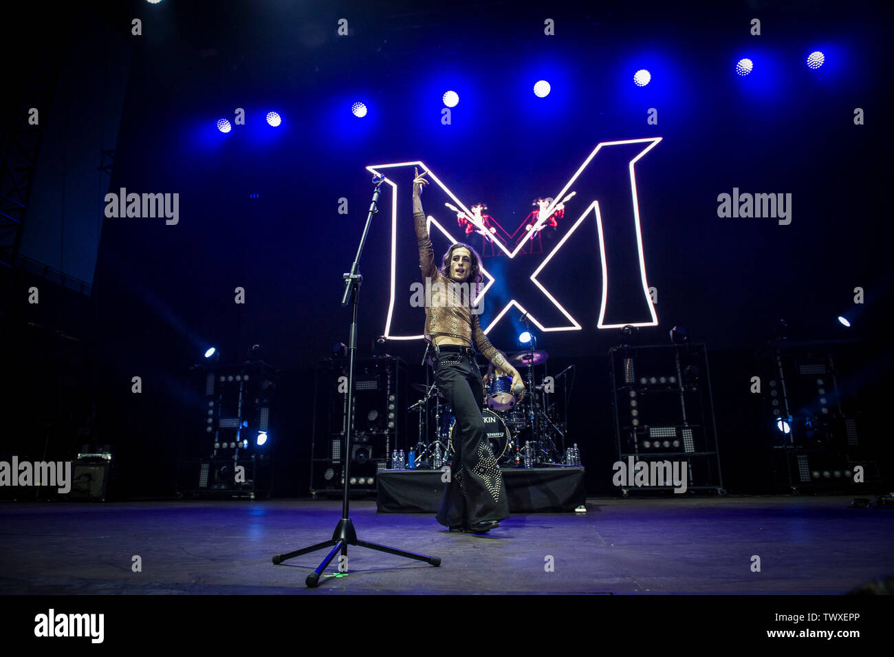 Rom, Italien. 23. Juni 2019. Konzert der Maneskin an Der cavea, Auditorium Park der Musik, mit der Tour der Tanz des Lebens. In der Photo Credit: Maneskin unabhängige Fotoagentur/Alamy leben Nachrichten Stockfoto