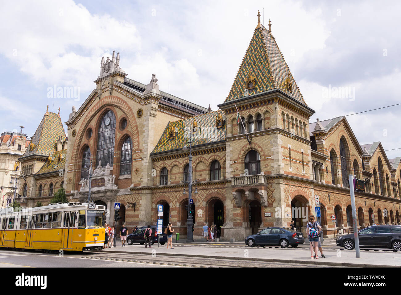 Zentrale Markthalle (Nagy Vásárcsarnok) in Budapest, Ungarn. Stockfoto
