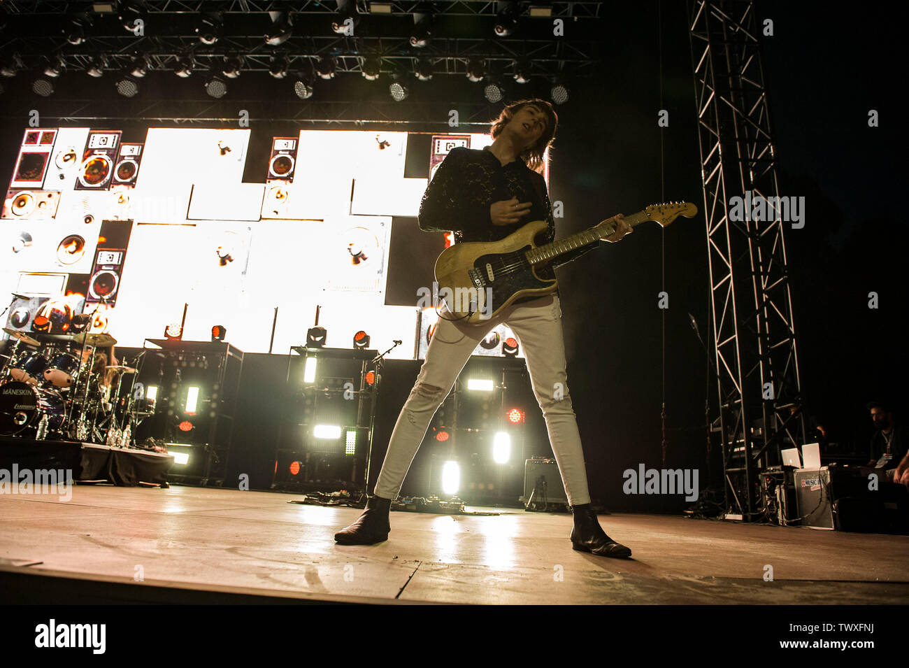 Rom, Italien. 23. Juni 2019. Konzert der Maneskin an Der cavea, Auditorium Park der Musik, mit der Tour der Tanz des Lebens. In der Photo Credit: Maneskin unabhängige Fotoagentur/Alamy leben Nachrichten Stockfoto