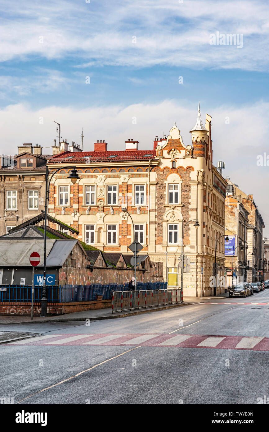 Krakau, Polen - Feb 3, 2019: Blick auf die historischen Gebäude in der Altstadt in Krakau, Polen Stockfoto