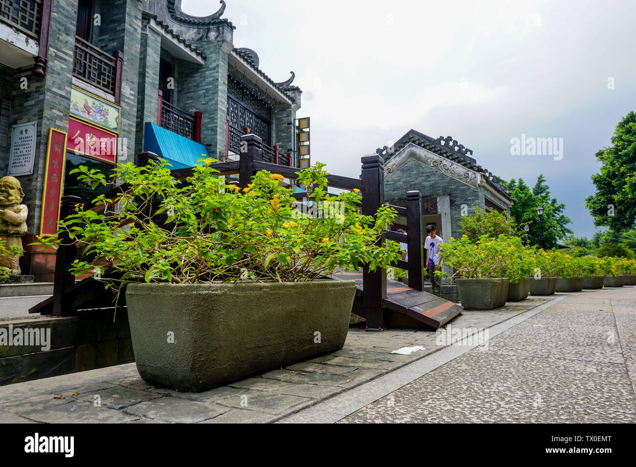 Guangzhou Panyu Universität Stadt Lingnan Impressionen Garten Lingnan Architektur, Wohn- Residence Stockfoto